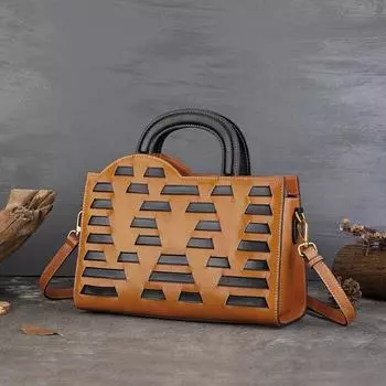 Johnature Винтажная плетеная женская сумка из натуральной кожи, большая вместительная сумка, универсальные сумки через плечо чёрный