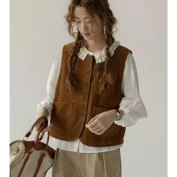 Johnature Винтажные японские вельветовые женские весенние повседневные свободные женские пальто S