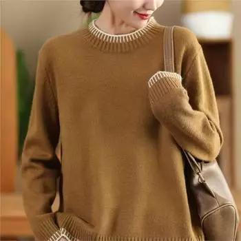 Johnature Винтажный свитер с длинными рукавами и круглым вырезом, женский зимний свитер в китайском стиле, повседневный свитер в стиле ретро One Size