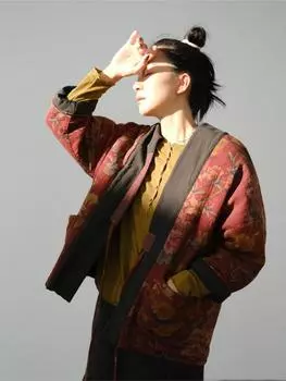 Johnature в китайском стиле с принтом масляной живописи, хлопковая одежда, женская весенняя винтажная повседневная хлопковая одежда One Size красный