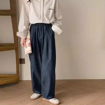 Johnature весенние джинсовые женские брюки длиной до щиколотки японские свободные повседневные джинсы-шаровары с эластичной резинкой на талии