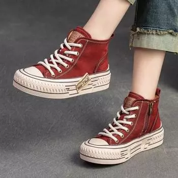 Johnature/весенние женские туфли на плоской подошве из натуральной кожи, удобные туфли ручной работы для отдыха на толстой подошве со шнуровкой 35 бежевый