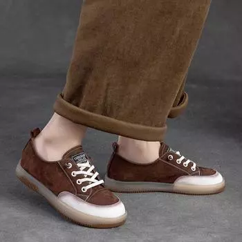 Johnature, весенние женские туфли на плоской подошве, повседневные удобные женские туфли без шнуровки из натуральной кожи с круглым носком и мягкой подошвой на плоской подошве 35 кофейный