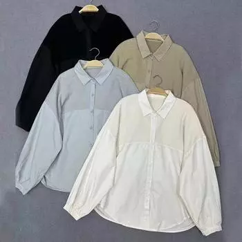 Johnature, весенняя комбинированная повседневная рубашка, женский свободный кардиган, отложные простые лоскутные топы, блузки One Size хаки