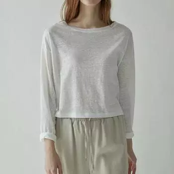 Johnature весна-лето с длинным рукавом женская футболка с напуском, укороченные под простые тонкие повседневные топы с круглым вырезом S чёрный