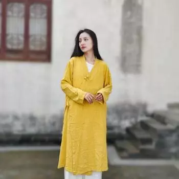 Johnature весна-лето женское литературное винтажное пальто с длинным рукавом свободное повседневное хлопковое льняное пальто One Size серый