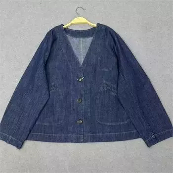 Johnature весна-осень ретро с v-образным вырезом ленивые джинсовые пальто с длинными рукавами повседневные универсальные свободные японские женские куртки