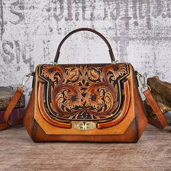 Johnature винтажная сумка с тиснением ручной работы, универсальная женская кожаная сумка, большие вместительные сумки на плечо и через плечо бежевый