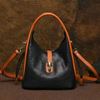 Johnature винтажная женская сумка из натуральной кожи, натуральная мягкая натуральная яловая кожа, однотонные сумки на плечо большой вместимости чёрный