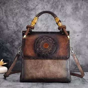 Johnature винтажная женская сумка, классическая роскошная сумка с тотемным тиснением, универсальные кожаные женские сумки высокого качества на плечо чёрный