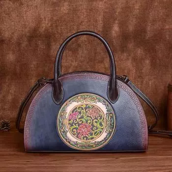 Johnature винтажная женская сумка с тиснением из натуральной кожи в китайском стиле, сумка из натуральной яловой кожи, универсальные сумки на плечо черный серый