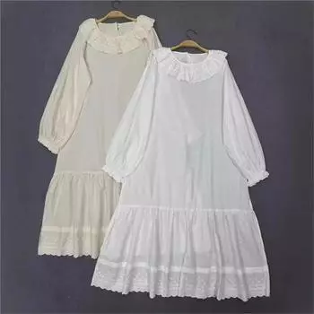 Johnature винтажные японские хлопковые платья для женщин, весенне-летние повседневные простые свободные платья с оборками и воротниками One Size