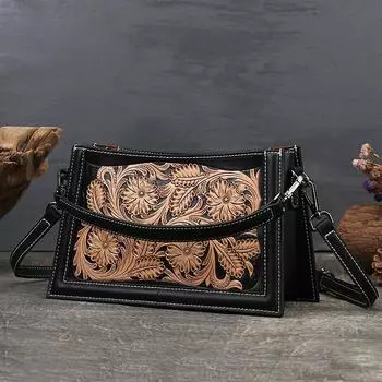 Johnature винтажные женские сумки на плечо из натуральной яловой кожи с резьбой ручной работы, роскошные сумки из натуральной яловой кожи