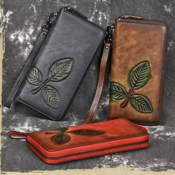 Johnature винтажный кошелек для отдыха с держателем для карт, длинные женские кошельки из натуральной кожи, первый слой, кошельки из воловьей кожи для телефонов чёрный