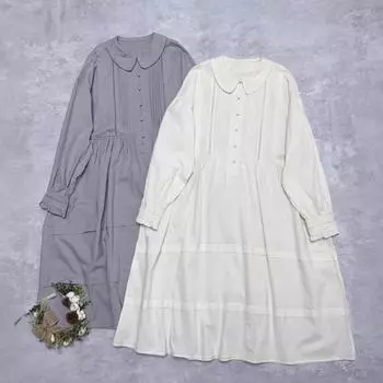 Johnature Японские платья женские весенние повседневные базовые отложной воротник свободные однотонные женские платья One Size серый