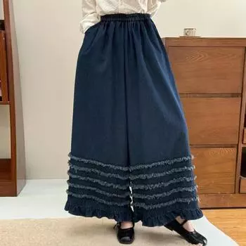 Johnature Японские женские многослойные брюки Mori с широкими штанинами, джинсовые весенние свободные универсальные повседневные брюки с отделкой из грибка One Size синий