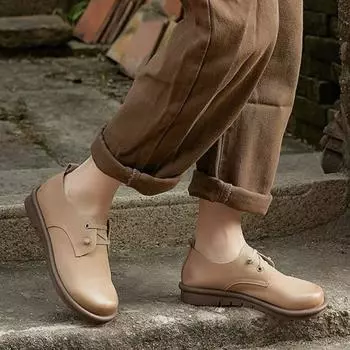 Johnature/женская обувь без шнуровки в стиле ретро, повседневные лоферы в британском стиле с круглым носком, туфли на плоской подошве из натуральной кожи