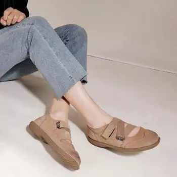 Johnature/женская обувь из натуральной кожи на мягкой подошве, женские универсальные удобные туфли на плоской подошве с круглым носком для отдыха 36 коричневый