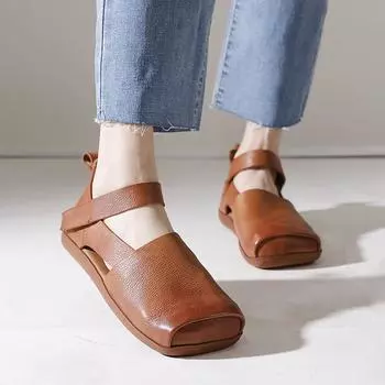 Johnature женская обувь на плоской подошве из натуральной кожи, удобная дышащая обувь ручной работы с квадратным носком и мягкой подошвой в стиле ретро 34 абрикосовый