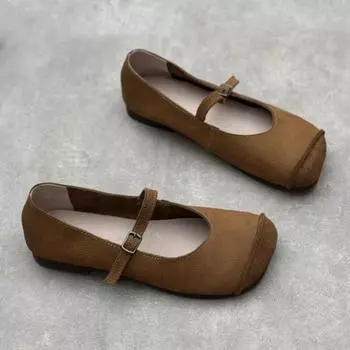 Johnature, женская обувь на плоской подошве из натуральной кожи с квадратным носком и пряжкой, однотонная обувь ручной работы на мягкой подошве 35 хаки