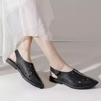 Johnature женская обувь на плоской подошве в стиле ретро из натуральной кожи, летние сандалии, повседневные удобные дышащие женские сандалии с острым носком