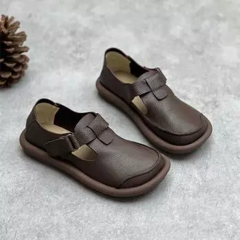 Johnature, женская обувь ручной работы на плоской подошве с круглым носком в стиле ретро, удобная повседневная обувь на мягкой подошве 37 бежевый