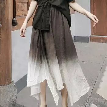 Юбка Johnature Woman Autumn Personality с градиентной резинкой на талии, винтажная юбка Niche Irregular One Size