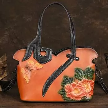 Johnature женская сумка из натуральной кожи, роскошные сумки ручной работы с тиснением в стиле ретро, сумки большой емкости на плечо и через плечо кофейный