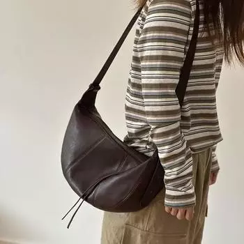 Johnature Женская сумка из натуральной кожи, повседневная, однотонная, универсальная, сумка-седло, мягкая, из коровьей кожи, сумки через плечо чёрный