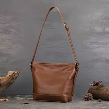 Johnature Женская сумка из натуральной кожи в стиле ретро, мягкая воловья кожа, большая вместимость, повседневные универсальные сумки через плечо чёрный