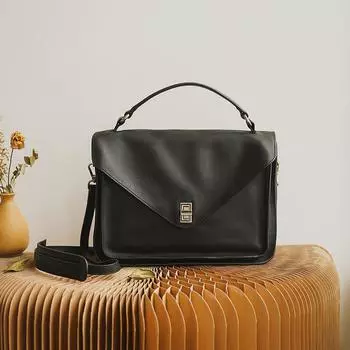 Johnature женская сумка-мессенджер из натуральной кожи, простая однотонная сумка на плечо большой вместимости, сумка из натуральной яловой кожи чёрный