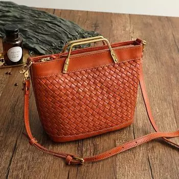 Johnature, женская сумка ручной работы, винтажная сумка из натуральной кожи, простые однотонные сумки на плечо и через плечо из натуральной яловой кожи коричневый