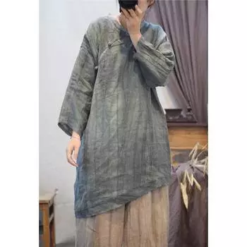 Johnature женская весенняя картина с рисунком, нерегулярная винтажная повседневная рубашка в стиле ретро, рубашка с длинными рукавами в китайском стиле