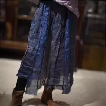 Johnature Женская весенняя однотонная юбка с индивидуальным принтом, винтажная нерегулярная лоскутная юбка с эластичной резинкой на талии