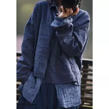 Johnature женская весенняя рубашка с длинными рукавами и v-образным вырезом, однобортная однобортная однотонная винтажная рубашка в китайском стиле One Size темный кофе