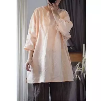 Johnature женская весенняя свободная винтажная рубашка в китайском стиле в стиле ретро с пряжкой, повседневная индивидуальная рубашка с вышивкой One Size светло-синий