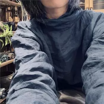 Johnature Женская зимняя футболка с длинными рукавами в винтажном стиле Niche Однотонная футболка в китайском стиле One Size