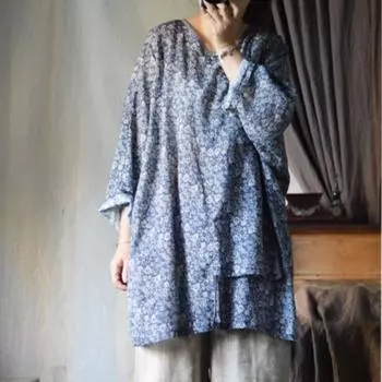 Johnature Женские белые синие рубашки в китайском стиле с круглым вырезом и длинным рукавом, свободные блузки, осенние винтажные рубашки на пуговицах One Size