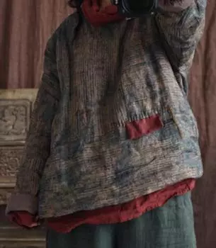 Johnature женские льняные парки с цветочным принтом, весенние пальто, одежда с длинными рукавами и круглым вырезом, винтажные женские парки One Size разноцветный