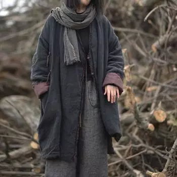 Johnature женские льняные парки в китайском стиле, пальто на пуговицах, зимние пальто с длинными рукавами и карманами, женская одежда, винтажные лоскутные парки