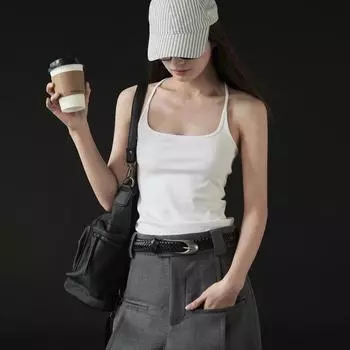 Johnature женские летние обтягивающие топы без рукавов в американском стиле ретро для малышек телесного цвета, удобные для кожи, повседневные топы без рукавов S чёрный