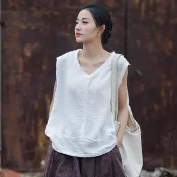 Johnature женские майки однотонные хлопковые без рукавов мягкие летние свободные лоскутные женские майки One Size чёрный