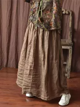 Johnature женские однотонные двойные повседневные юбки летние юбки с эластичной резинкой на талии мягкие женские тонкие юбки One Size чёрный