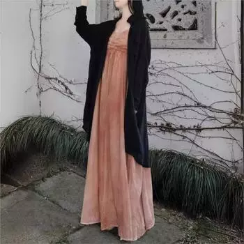 Johnature женские осенние свободные однотонные хлопковые рубашки с лацканами в винтажном стиле с длинными рукавами, индивидуальные длинные рубашки One Size чёрный