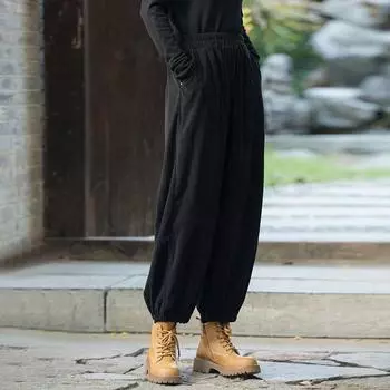 Johnature женские осенние вельветовые брюки однотонные винтажные брюки с эластичной резинкой на талии осенние карманы повседневные брюки до щиколотки