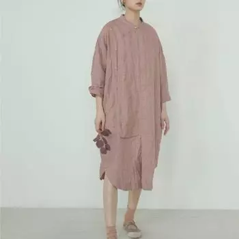 Johnature Женские полосатые платья в китайском стиле с длинным рукавом и пуговицами, винтажное платье-рубашка на осень