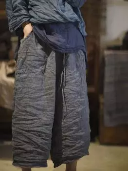 Johnature женские полосатые широкие брюки льняные свободные брюки с эластичной резинкой на талии летние винтажные повседневные женские брюки до щиколотки One Size хаки