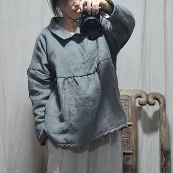 Johnature женские пуловеры-парки однотонные винтажные пальто с длинными рукавами зимние лоскутные женские теплые парки One Size серый