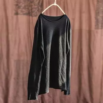 Johnature женские пуловеры, свитера, однотонная вязаная одежда с длинными рукавами, весенние мягкие женские повседневные винтажные свитера One Size чёрный