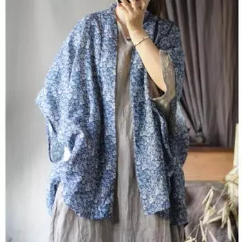 Johnature Женские рубашки с цветочным принтом в винтажном стиле, кардиган с V-образным вырезом и коротким рукавом, блузки в китайском стиле, летние свободные топы One Size